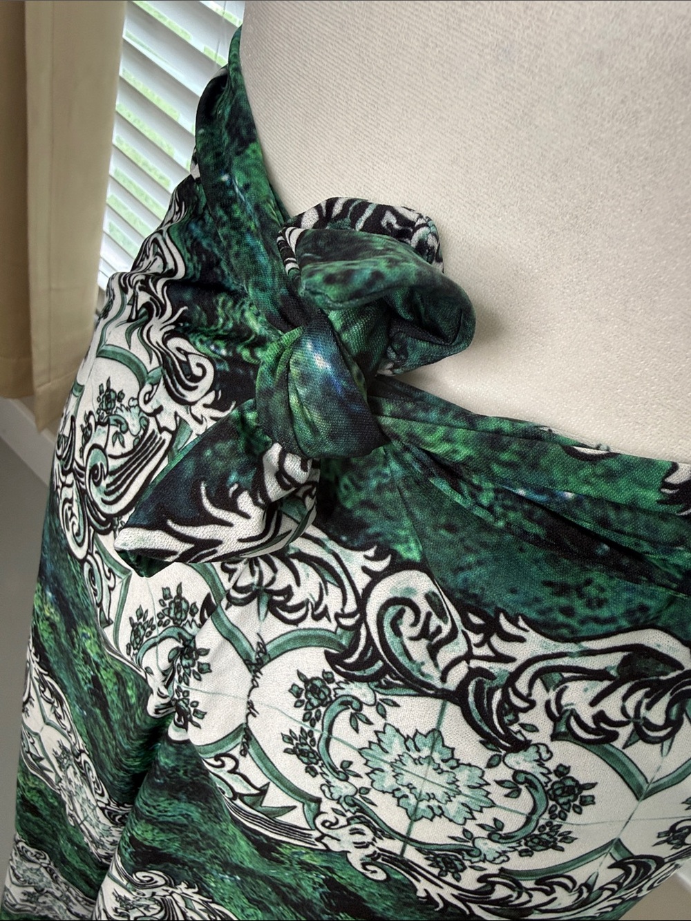 Green Patterned Ruffle Midi Skirt - Picture 3 of 3